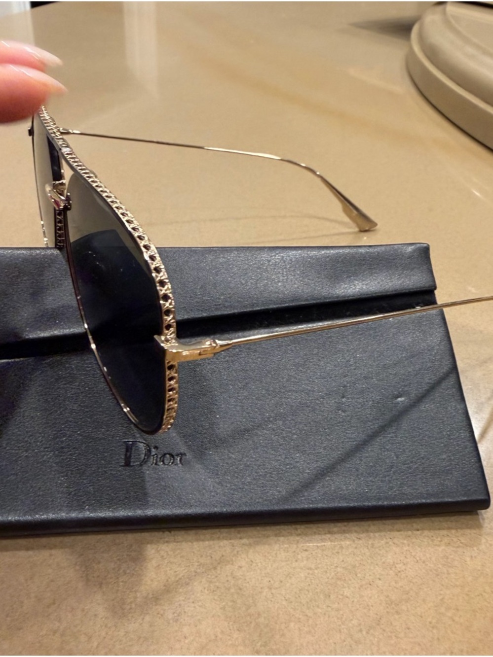 Dior Men's Gold Frame with Black Lenses Pilot Sunglasses - Picture 5 of 6